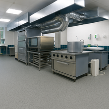Load image into Gallery viewer, Commercial kitchen with stainless steel appliances and ventilation system.
